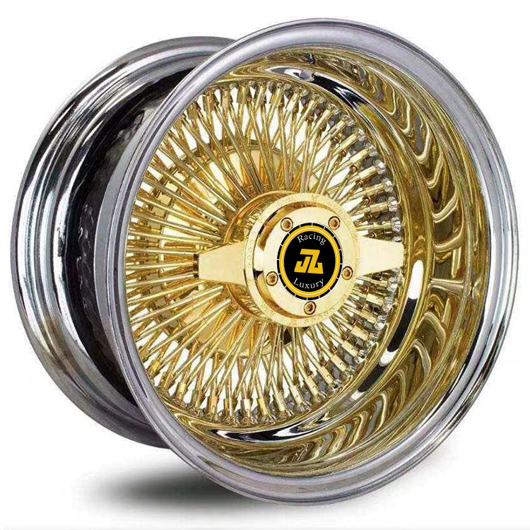 Jiangzao 13x7 14x7 15x7 chrome gold spoke wire wheels forged knock offs wheel for cadillac thunderbird chevrolet Vintage car