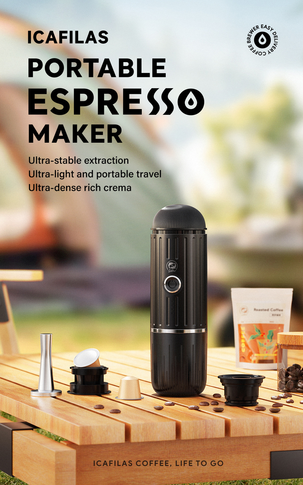 Portable Coffee Maker USB Outdoor Coffee Maker Coffee Pod Machine Pressure Aluminum Travel