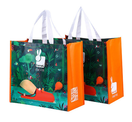 Reusable grocery shopping bags Laminated Eco Non Woven Bag  Tote Rpet  Pp Woven Bag With Custom Logo