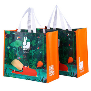 Reusable grocery shopping bags Laminated Eco Non Woven Bag  Tote Rpet  Pp Woven Bag With Custom Logo