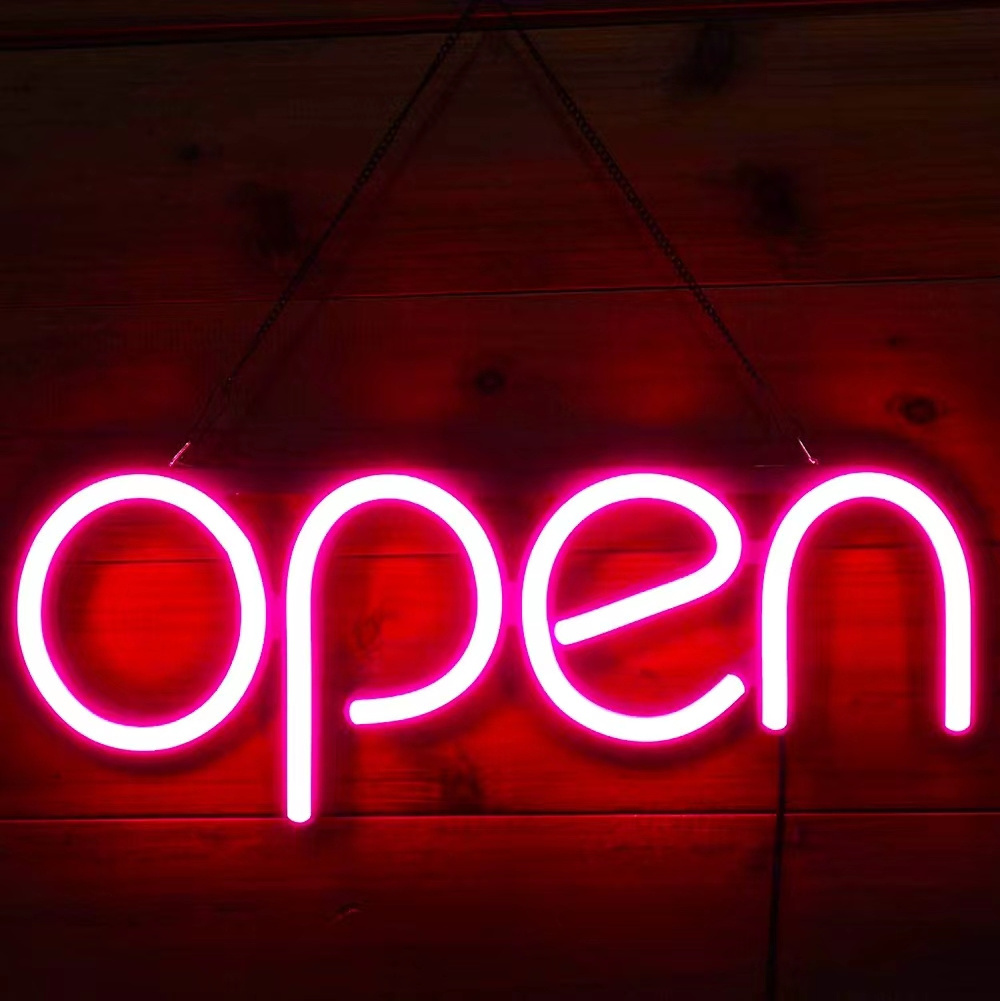 Open Close Hanging Sign Shop Business Lighting 24 Hours Neon Store Led Open Sign