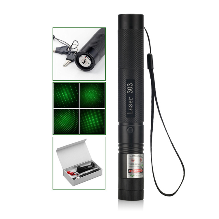 532nm 650nm 303 Green Red Laser Light pointer Pen with 18650 Battery Charger Box