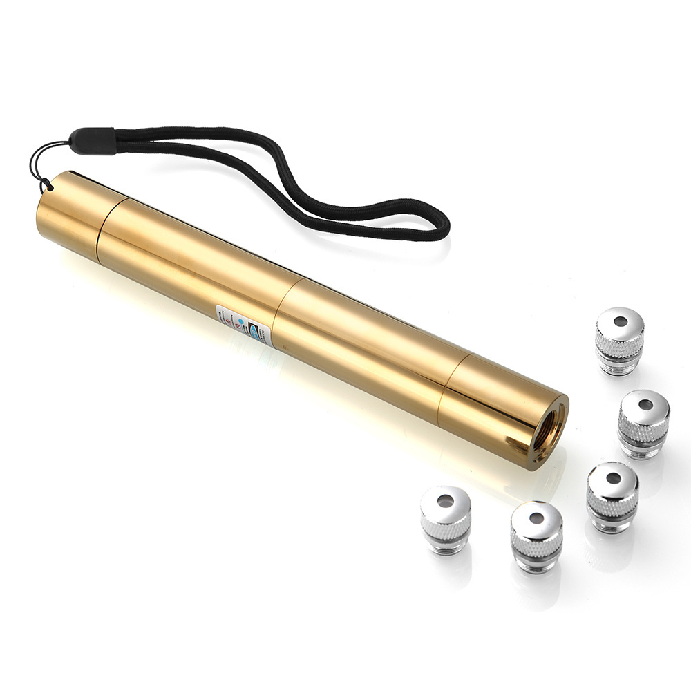 High-end Hot in Middle East Copper Body Shell Case Rechargeable 450nm Blue Laser Light Pointer Pen with all Accessories