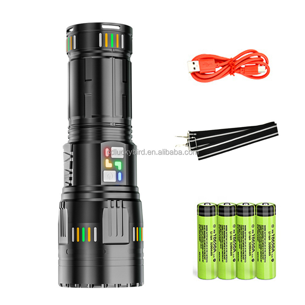 Amazing High Power Zoom LED Flashlight with Rechargeable 18650 Battery Power Bank Long Distance Torch Light Aluminum Alloy