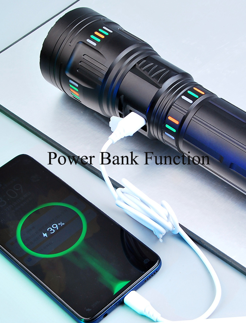 Hot on Titok Youtube Facebook 3000LM LED Torch Light Laser Flashlight Rechargeable Battery 1.5KM Long Range Powerful 22000mah 10