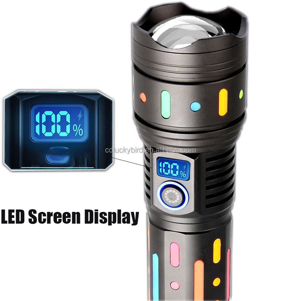 Rechargeable Zoom Puissant LED Torch Light Waterproof IP44 Portable Zoom 30W USB Charging Flashlight Rechargeable Battery