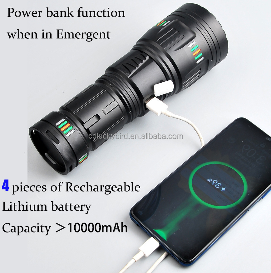 60w Long Range Rechargeable Most Powerful Zoom LED Torch with High 10000 Lumen Flashlight Rechargeable 18650 Battery