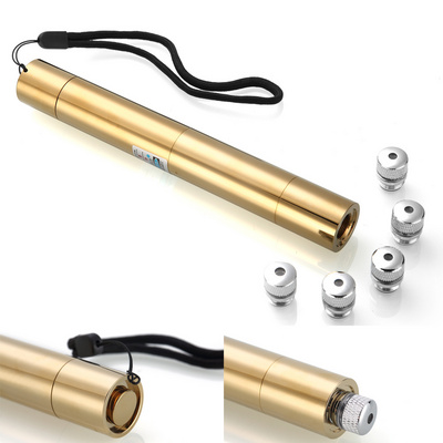 B008 Golden Copper Blue Laser Pointer 450nm Laser Flashlight 24x250mm with 2x18650 Battery 5 star head