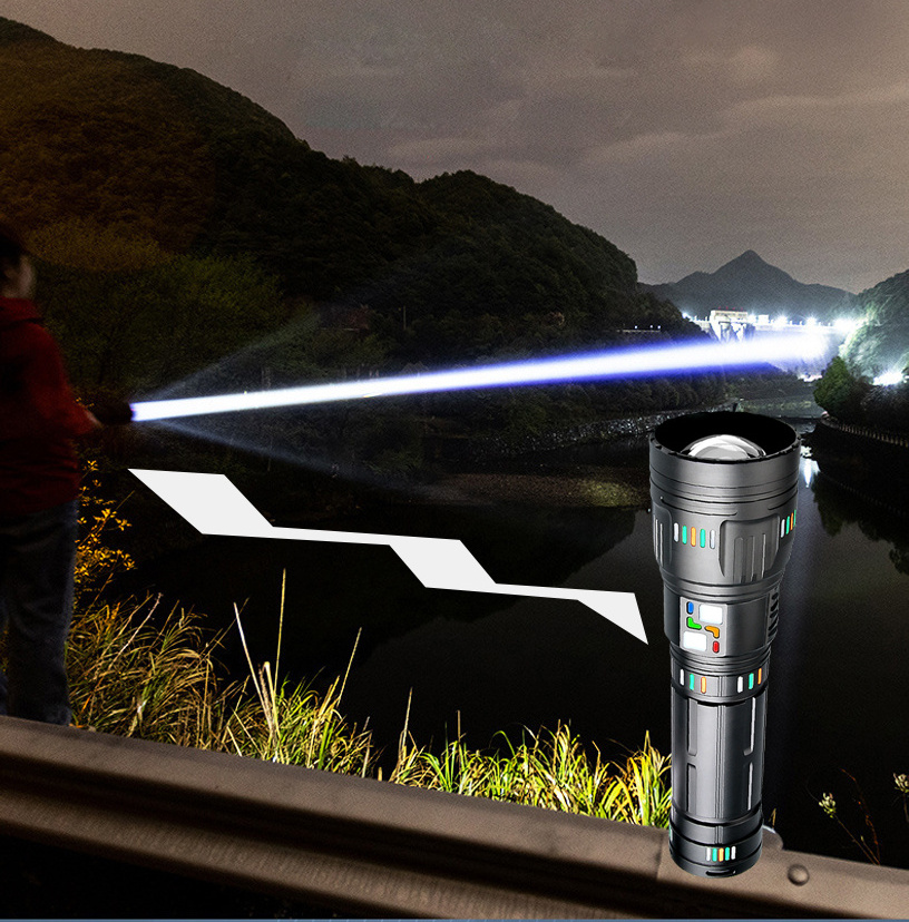 60w Long Range Rechargeable Most Powerful Zoom LED Torch with High 10000 Lumen Flashlight Rechargeable 18650 Battery