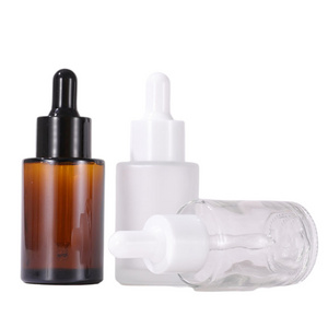 Flat Shoulder 30ml Serum Amber Clear Frosted Glass Dropper Bottle For Essential Oils with Glass Dropper 1Oz Beard Oil Bottles