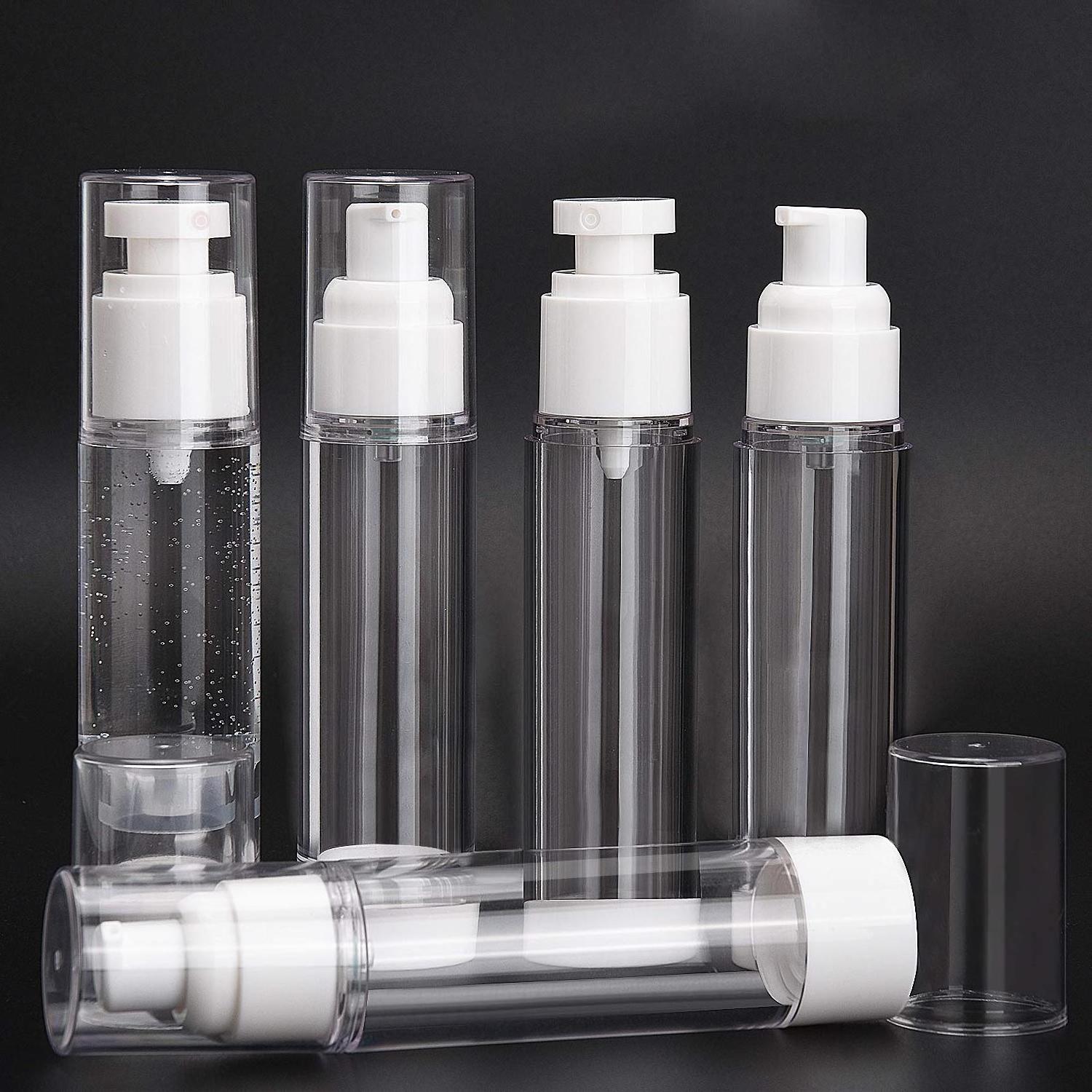 15ml 30ml 50ml 80ml 100ml 120ml Silver Cosmetic Clear White Black Airless Lotion Pump bottle with sprayer for Serum Lotion Cream