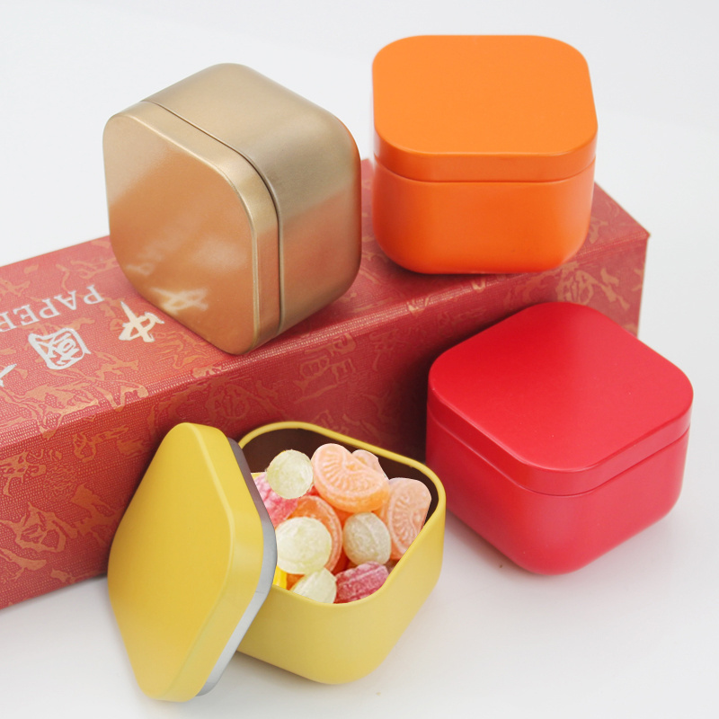 Mini Square Solid Color Candle Making Gift/Coffee/Tea Storage/Packaging Airtight Metal Tin Container/Box/Canister/Can