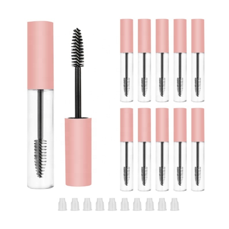 10ml Empty Mascara Tube Pink Eyelash Tubes with Brush Wand Eyelash Cream Container Bottles with Rubber Inserts