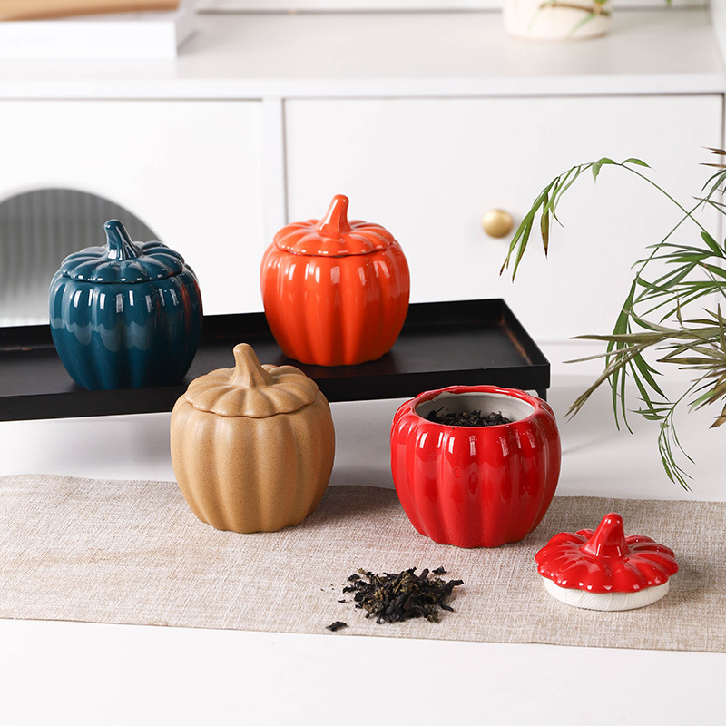 Factory Direct Supply Cheap Empty Unique Modern Pumpkin Candle Holder Decorative Ceramic Candle Jars Holder