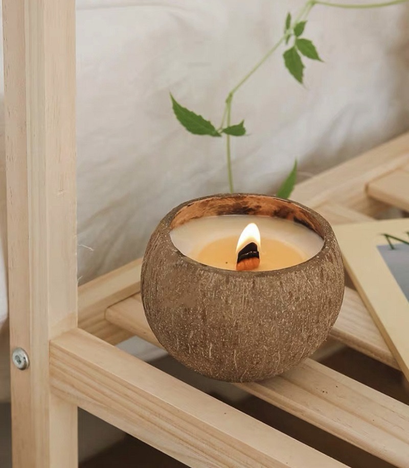 Wooden Wick Coconut Shell Candle Natural Scented Candles Wholesale Home Decoration