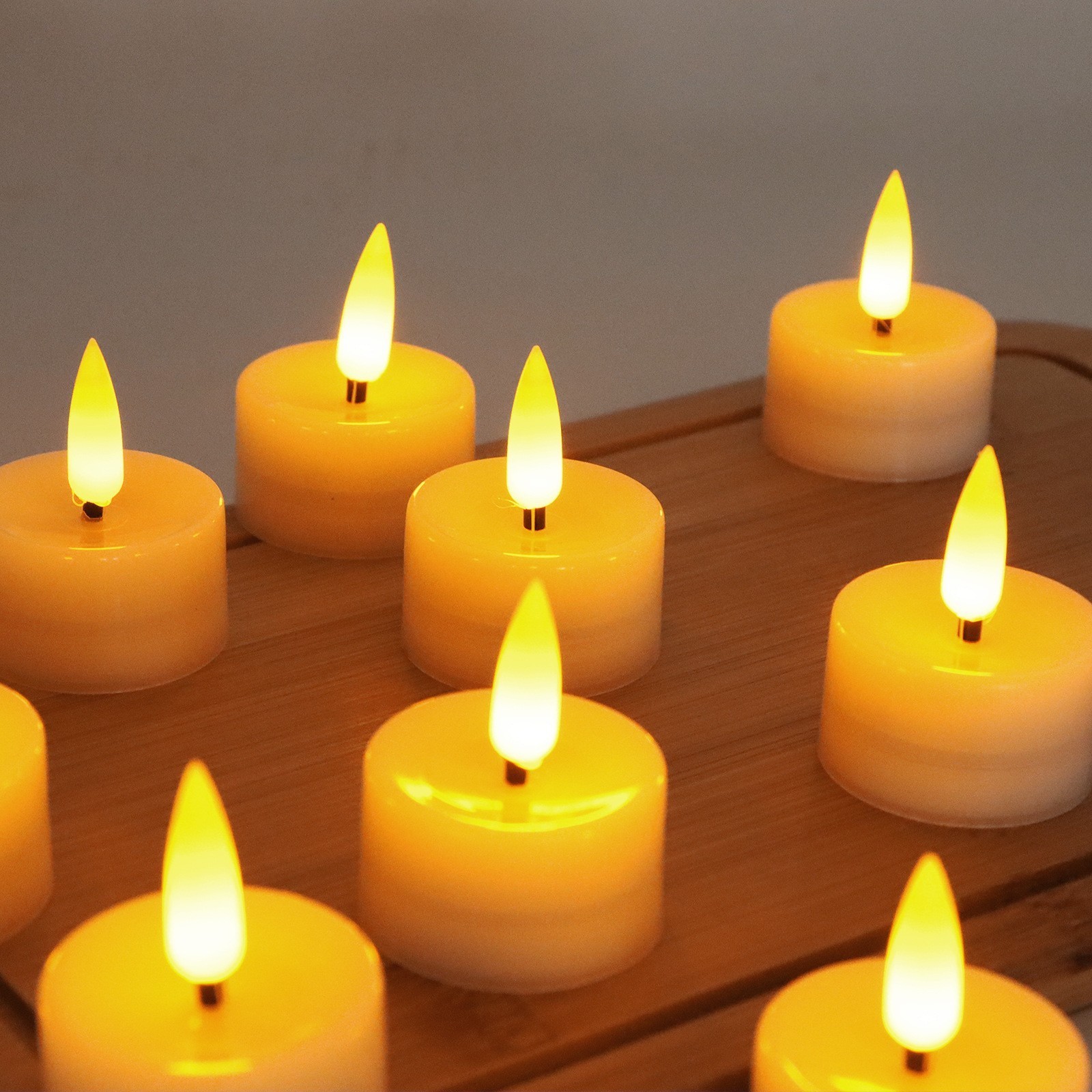 12Pcs LED Candle Light 3d Real Flame Smokeless Tea Candle yellow Flickering Holiday Decoration