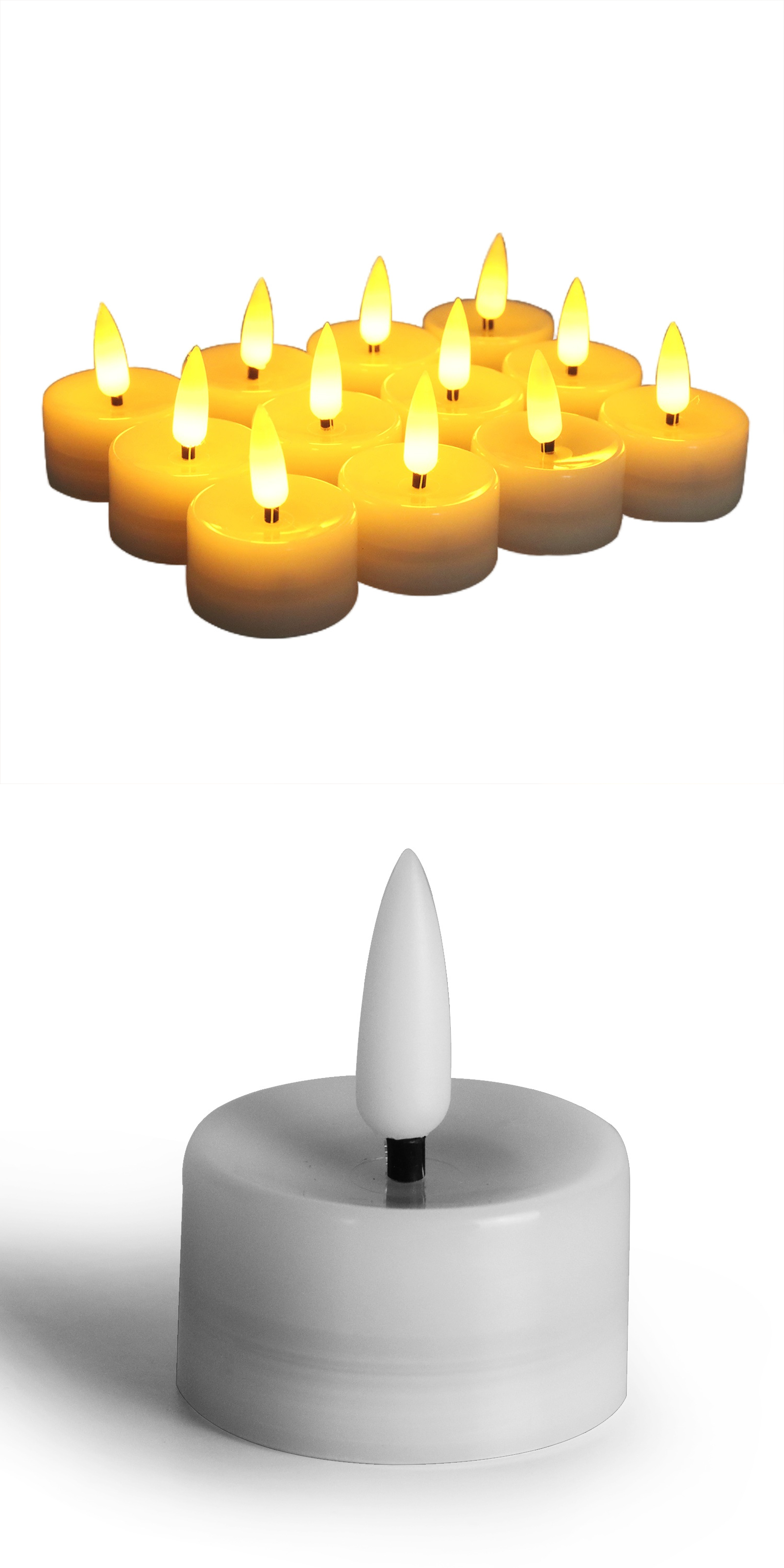 12Pcs LED Candle Light 3d Real Flame Smokeless Tea Candle yellow Flickering Holiday Decoration