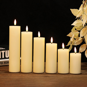 Battery Remote Control Flameless Elegant Christmas Led Candle Light Cylindrical Pillar Candles