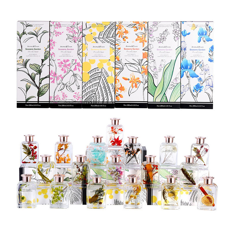 Eternal Flower Series Silver Cap Clear Glass Reed Oil Diffuser Dried Flower 200 ML