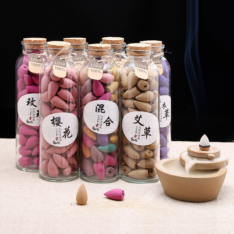 Multiple Scents Bottled Wood Powder Waterfall Backflow Incense Cones