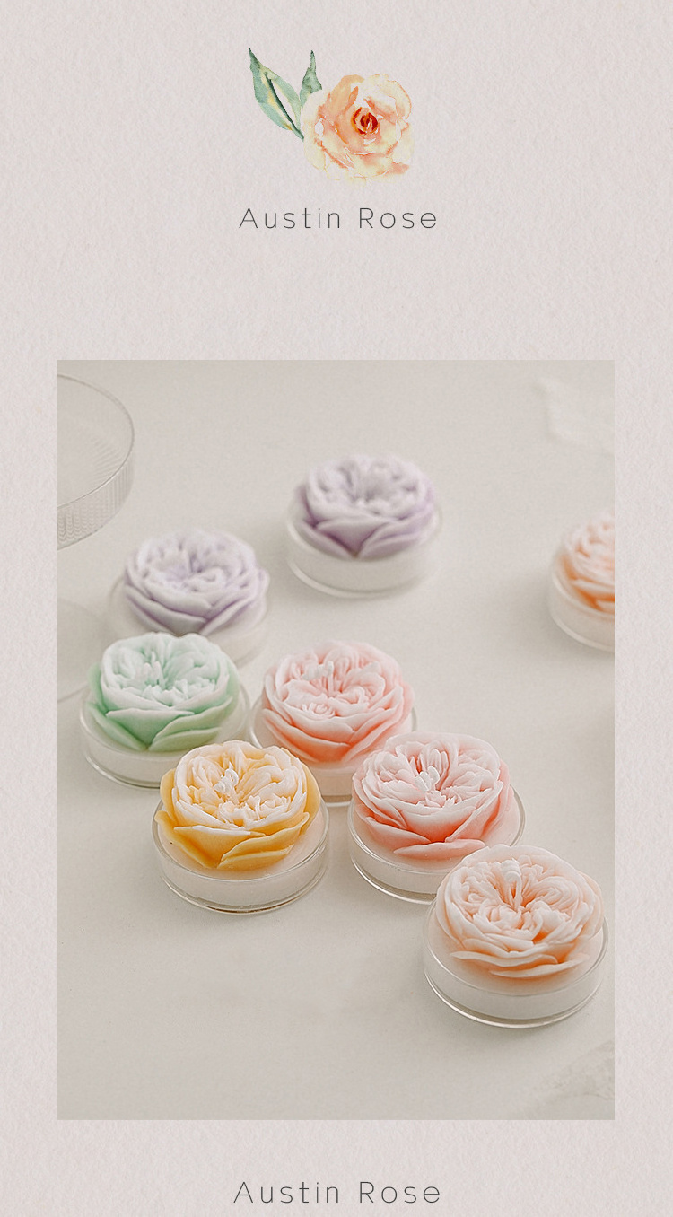 Wholesale Custom Logo Wedding Multi-color Scented Candles Soy Paraffin Wax Rose Shaped Aroma Candle Scented Candles