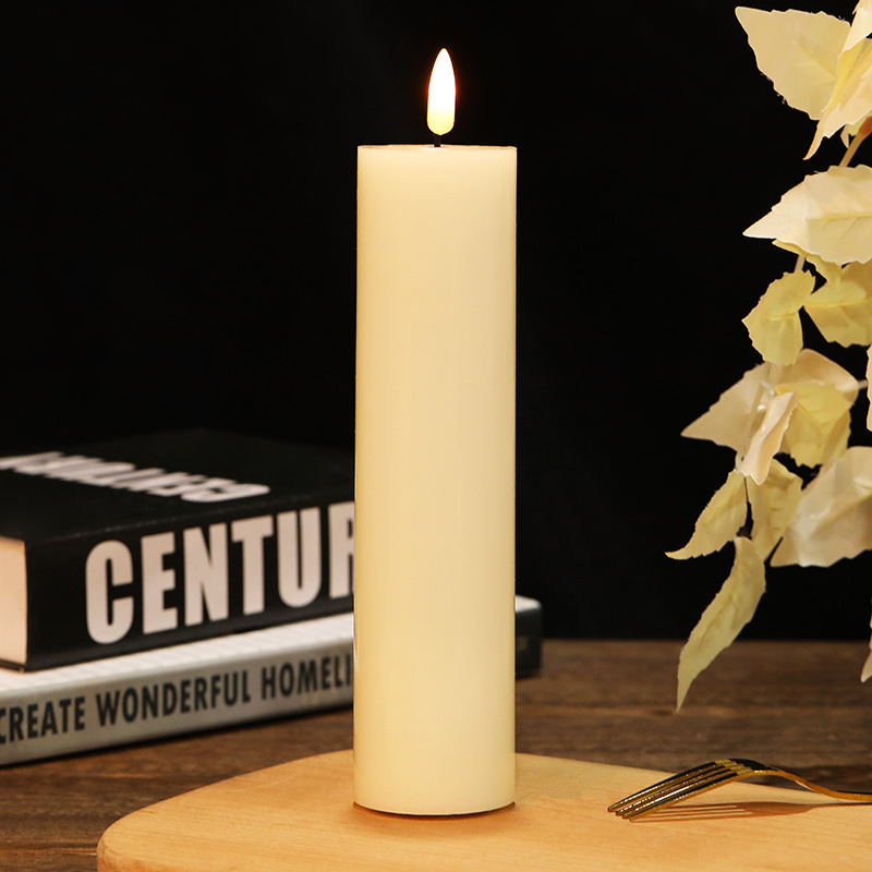 Battery Remote Control Flameless Elegant Christmas Led Candle Light Cylindrical Pillar Candles