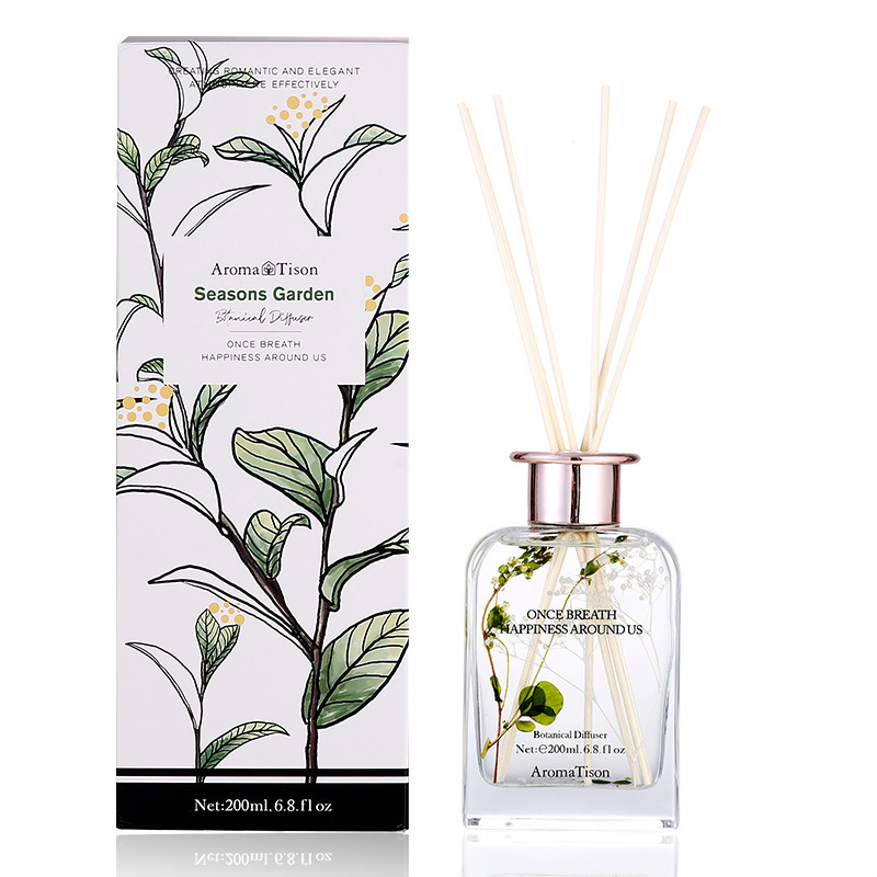 Eternal Flower Series Silver Cap Clear Glass Reed Oil Diffuser Dried Flower 200 ML