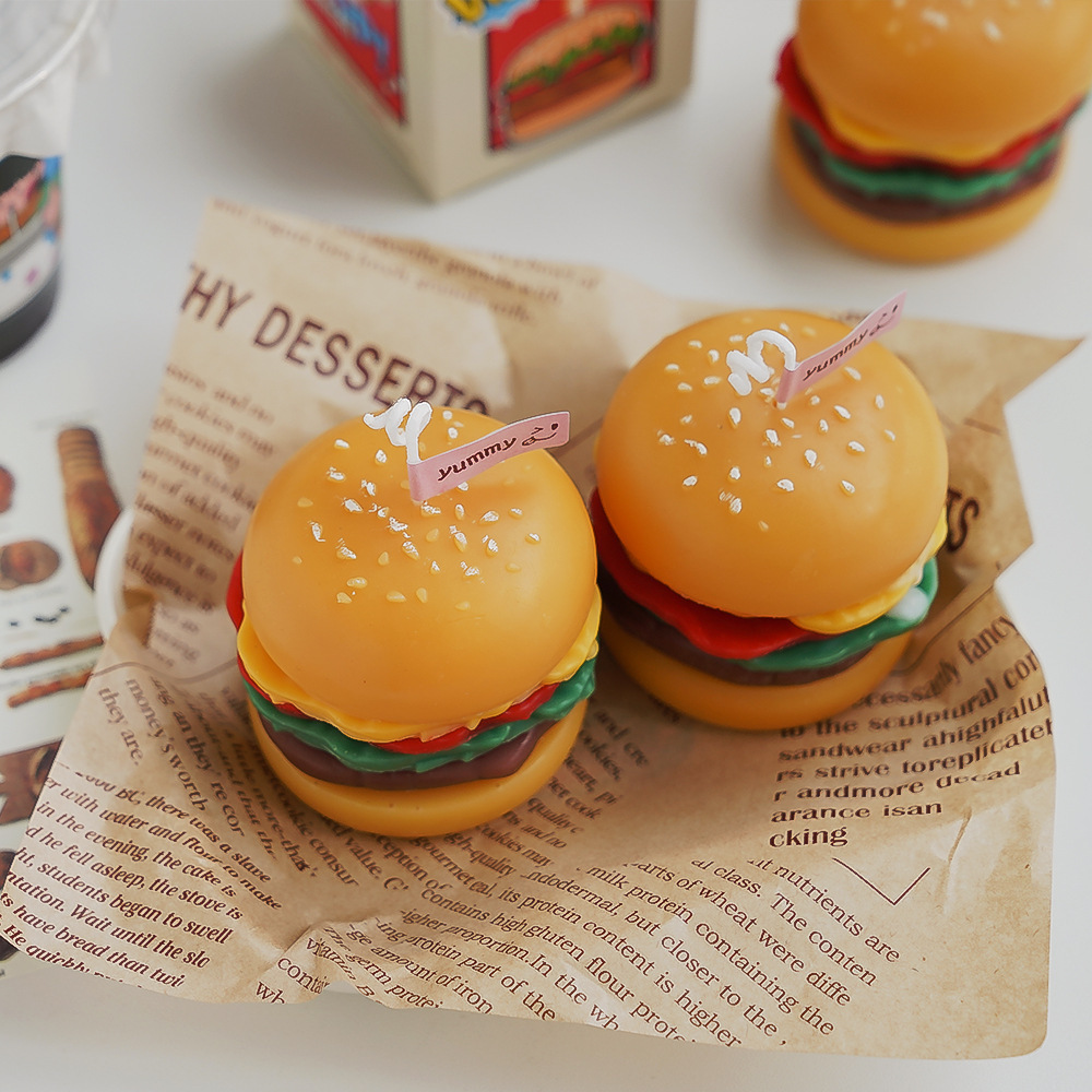 New Arrivals Creative Birthday Gift Novelty Hamburger Candles Wholesale Scented Candles For Decor