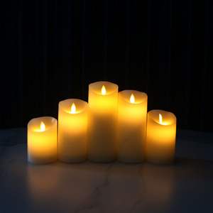 Battery Operated Led Flameless Pillar Candle Lighter Flicker With Dancing Flame/Moving Wick Led Pillar Candle For Decoration