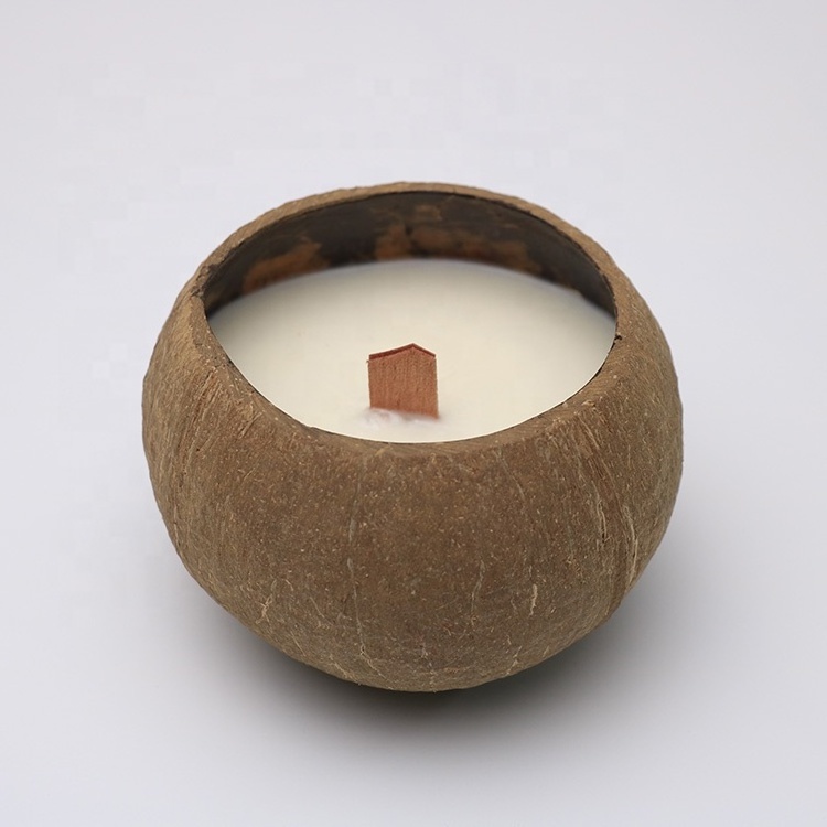 Hot Selling Beach Decor Wood Wick Scented Candles COCONUT WAX Candle In Coconut Shell