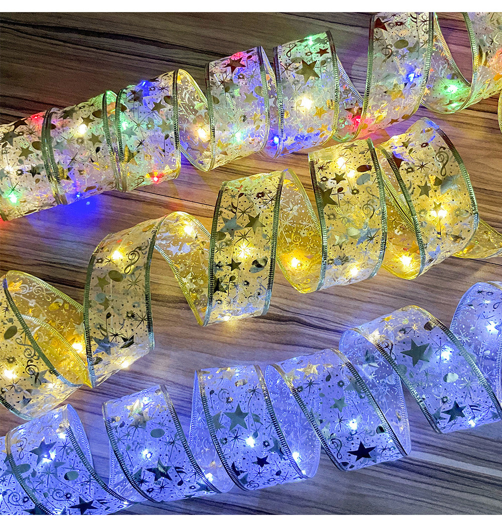 Christmas Copper Wire Led Lights String Ribbon Lights Bow Ribbon Scene Layout Christmas Tree Decoration Lights