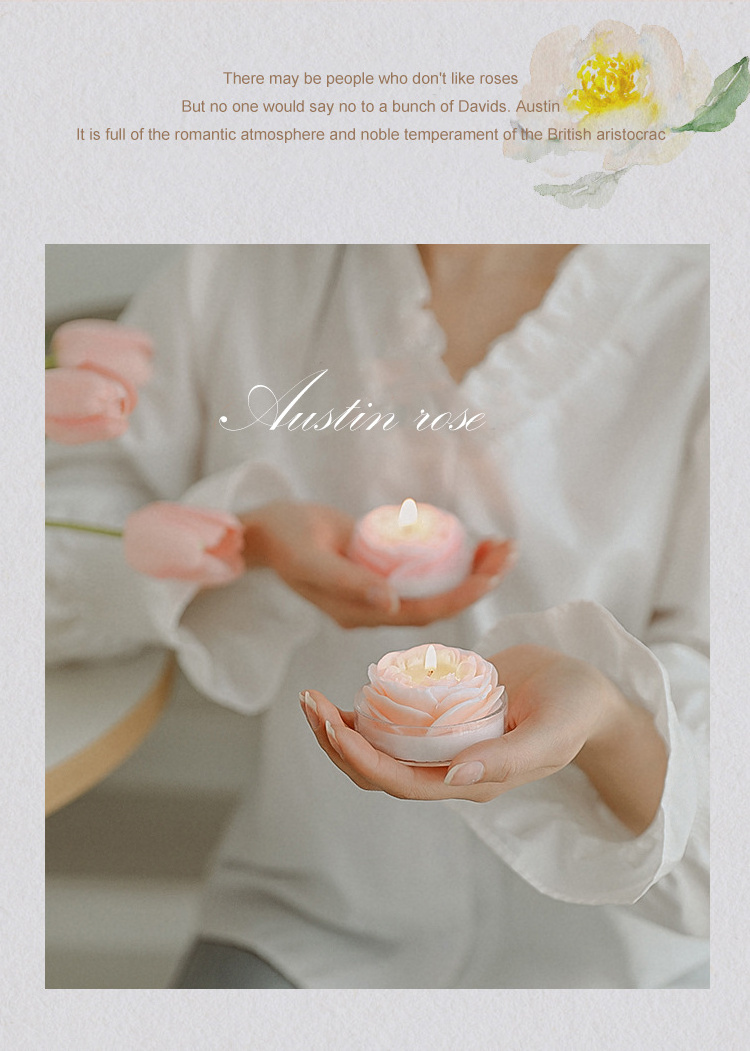 Wholesale Custom Logo Wedding Multi-color Scented Candles Soy Paraffin Wax Rose Shaped Aroma Candle Scented Candles