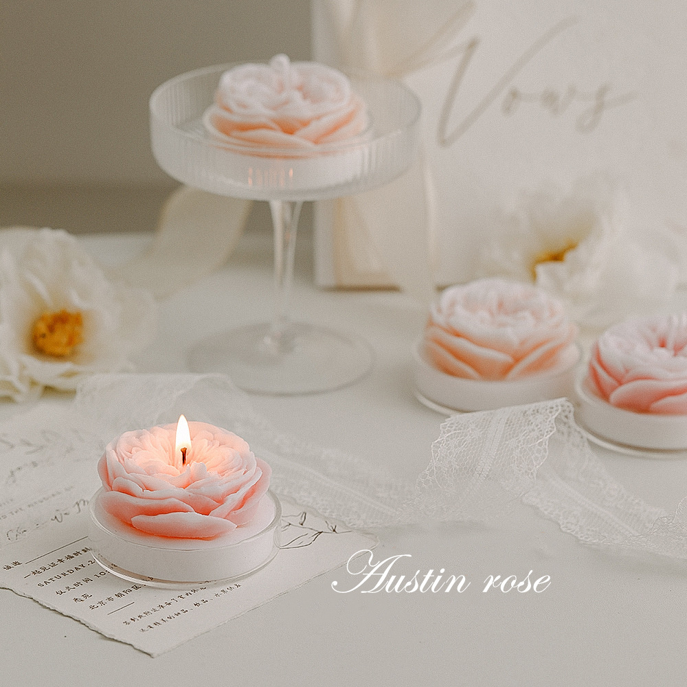 Wholesale Custom Logo Wedding Multi-color Scented Candles Soy Paraffin Wax Rose Shaped Aroma Candle Scented Candles