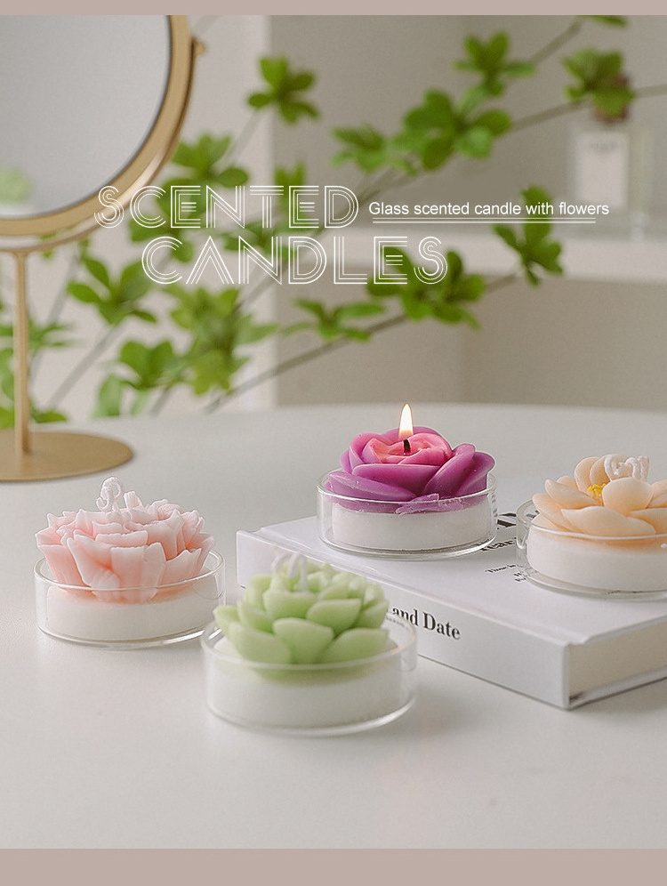 Home Fragrance Decor Birthday Gifts Luxury Rose Flower Candle Soy Wax Scented Candles