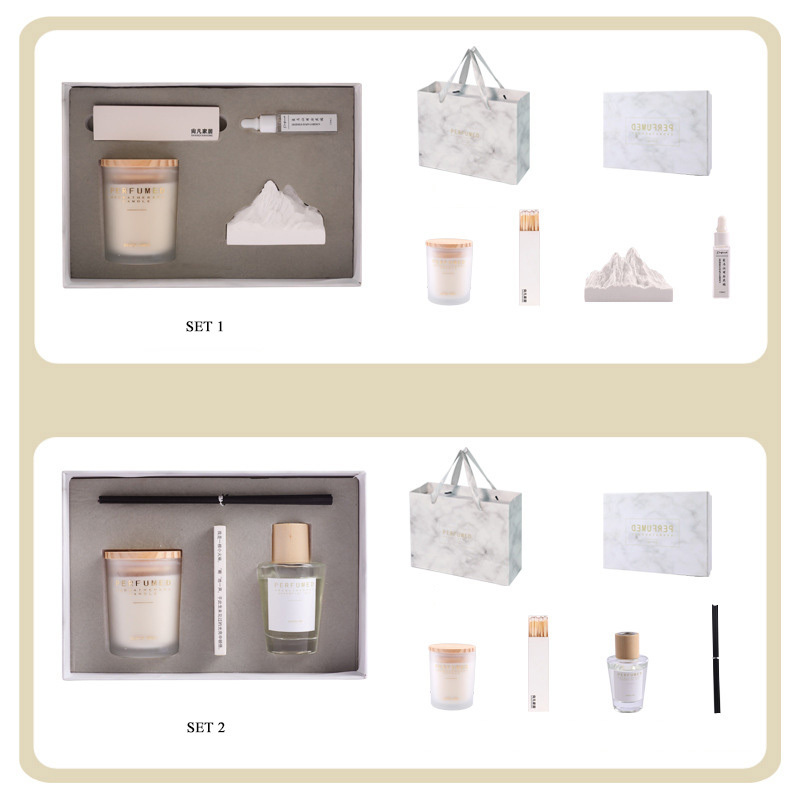 Minimalist Room Fragrance Luxury Scented Candle And Diffuser Gift Set Packaging