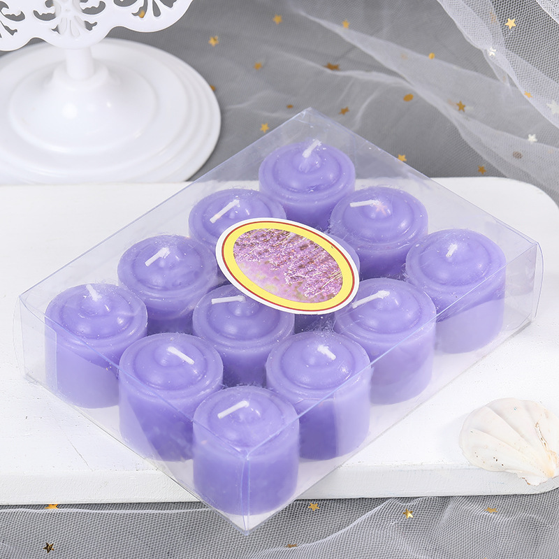 High Quality Multi-Color Paraffin Wax Scented Tealight Dinner Scented Candles Cup Transparent Night Light Tea Candle