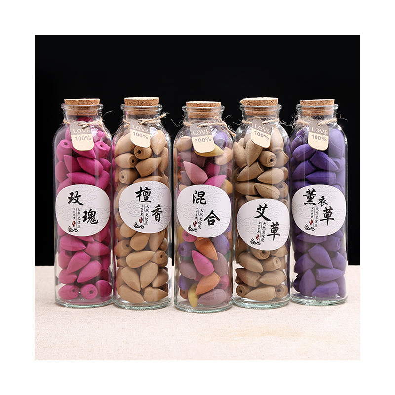 Multiple Scents Bottled Wood Powder Waterfall Backflow Incense Cones