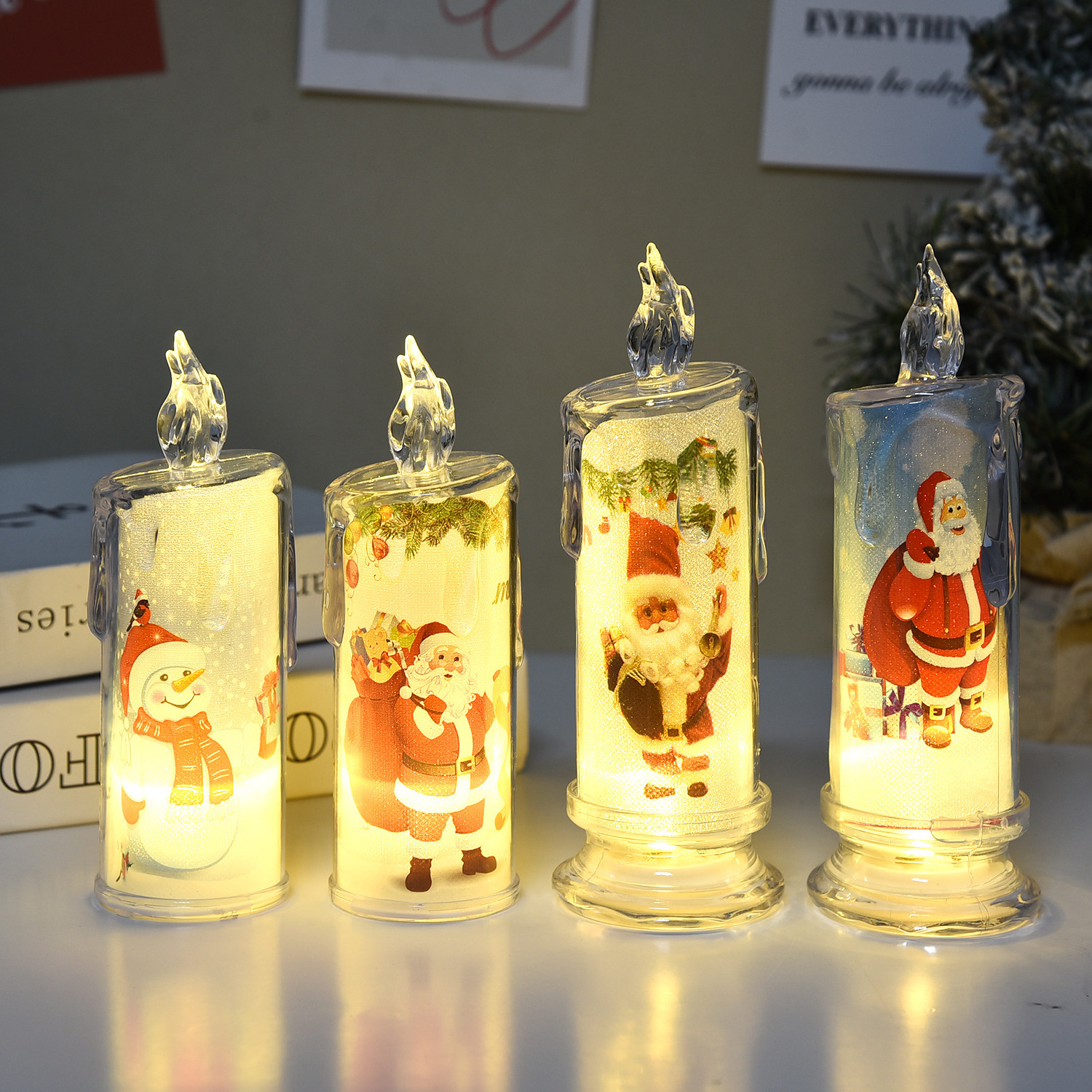 Mix Color LED flameless Candles ,Flickering LED Pillar Candles, Outdoor Indoor Battery Operated Candles Decorations Christmas