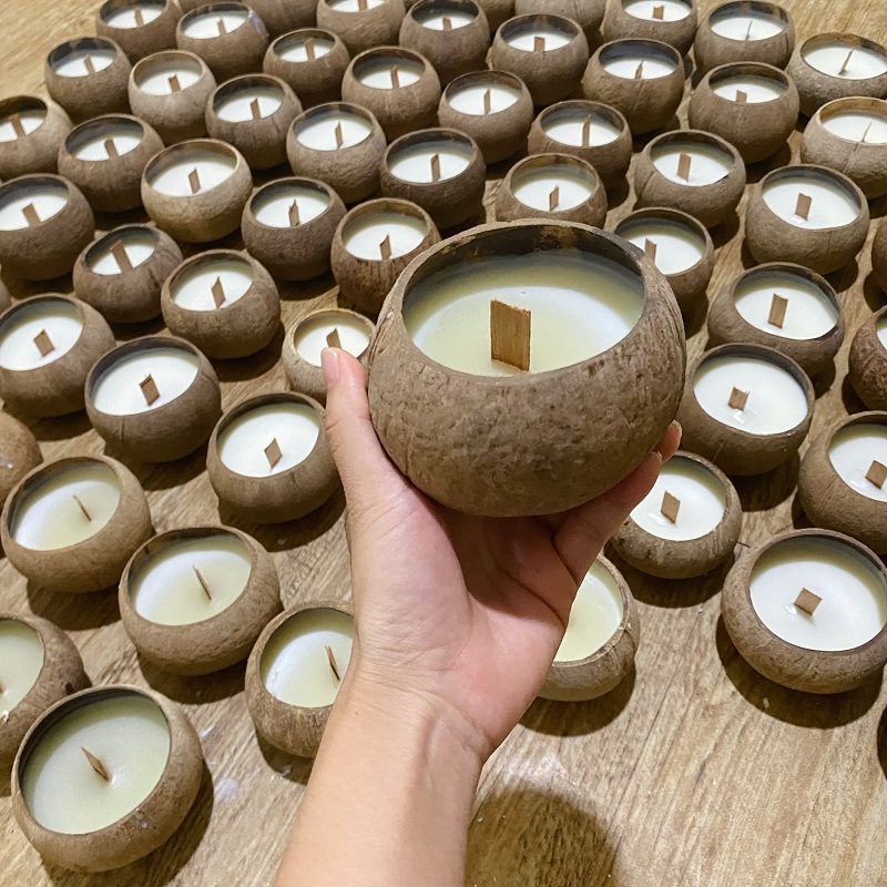 Wooden Wick Coconut Shell Candle Natural Scented Candles Wholesale Home Decoration