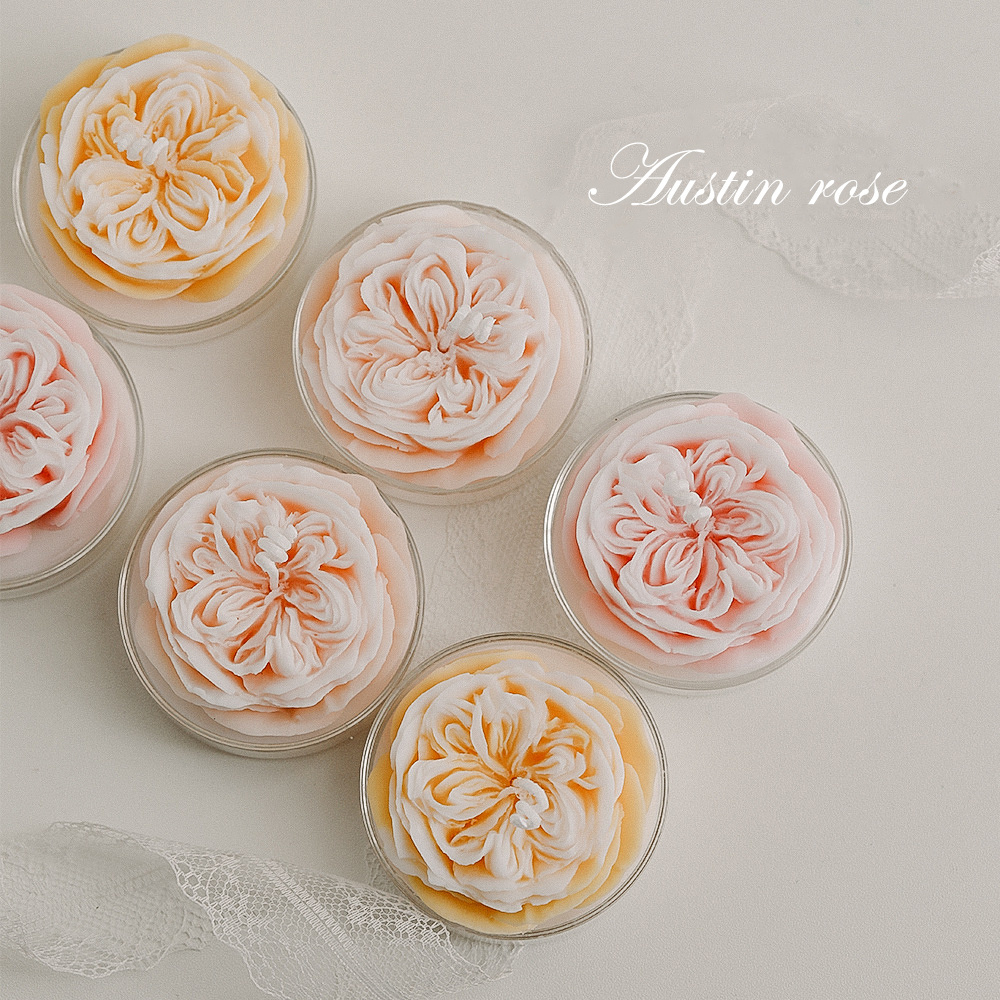 Wholesale Custom Logo Wedding Multi-color Scented Candles Soy Paraffin Wax Rose Shaped Aroma Candle Scented Candles