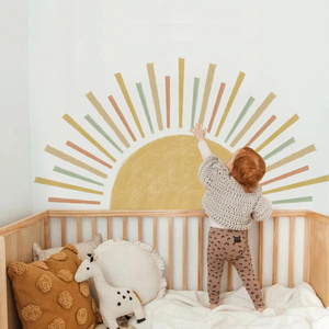 Pope Sun Wall Decals Peel and Stick Self Adhesive Colorful Pop Sun Wall Sticker for Girls Bedroom Decor Kids Nursery Room