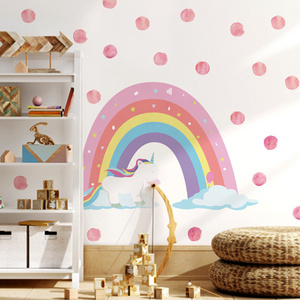 Rainbow Wall Decals Peel and Stick Self Adhesive Colorful Rainbow Unicorn Wall Sticker for Girls Bedroom Decor Kids Nursery Room