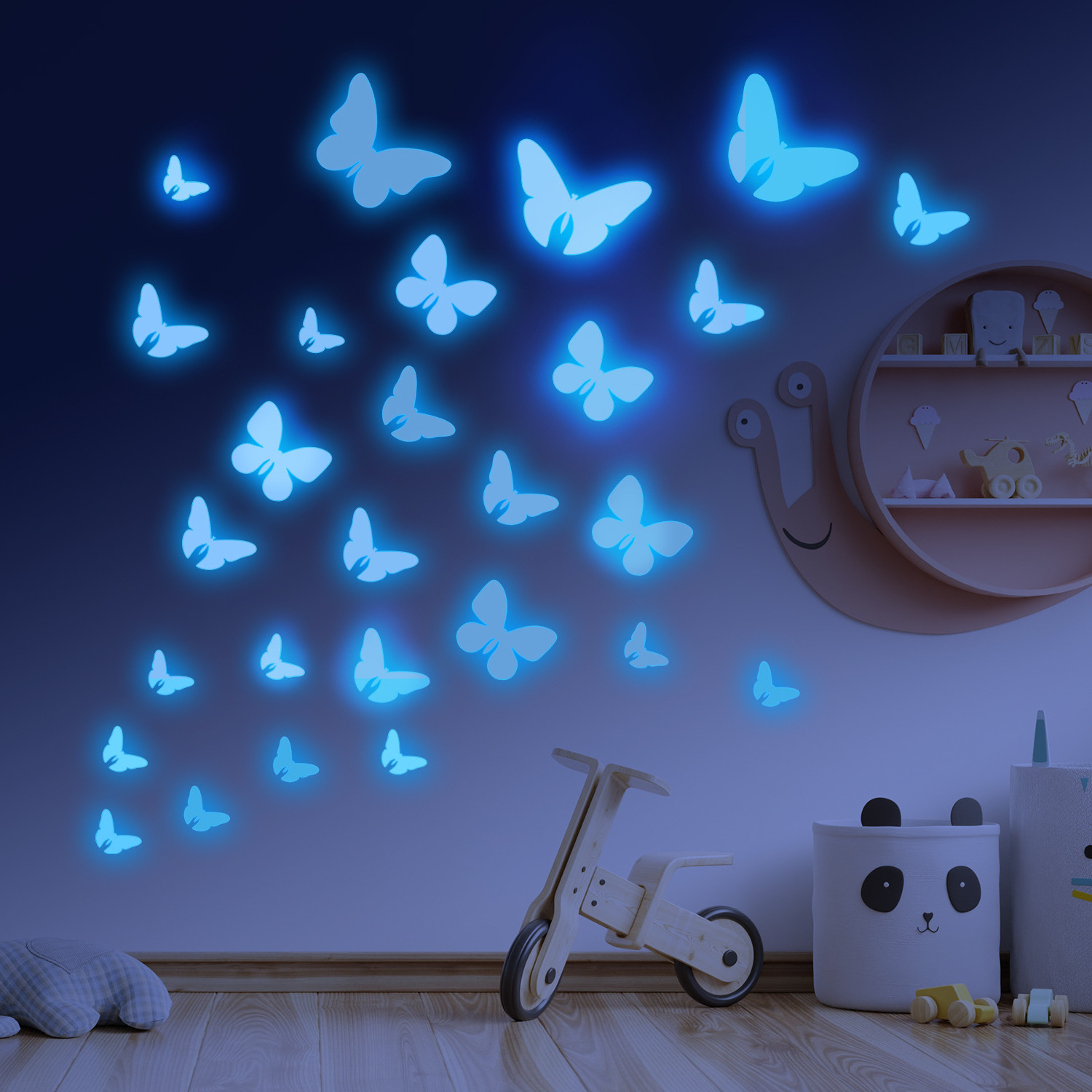 Custom Adhesive Large Removable Vinyl Living Bedroom Kids Rooms Glow in The Dark Decal Butterfly Wall Sticker