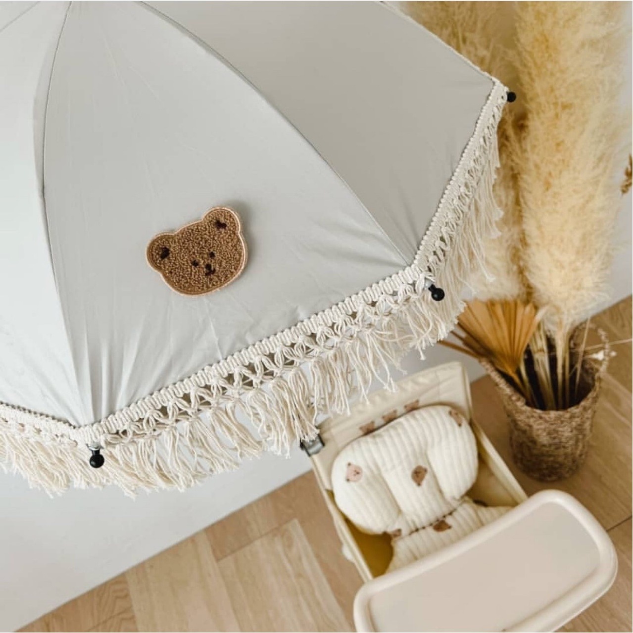 Korean Style Luxury Baby Stroller Fringes UV Production Umbrellas Kid Chair Umbrella with Tassels