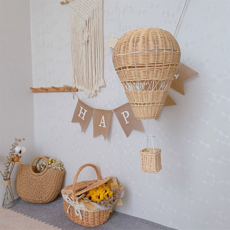 INS handmade rattan hot air balloon decoration kids room decoration