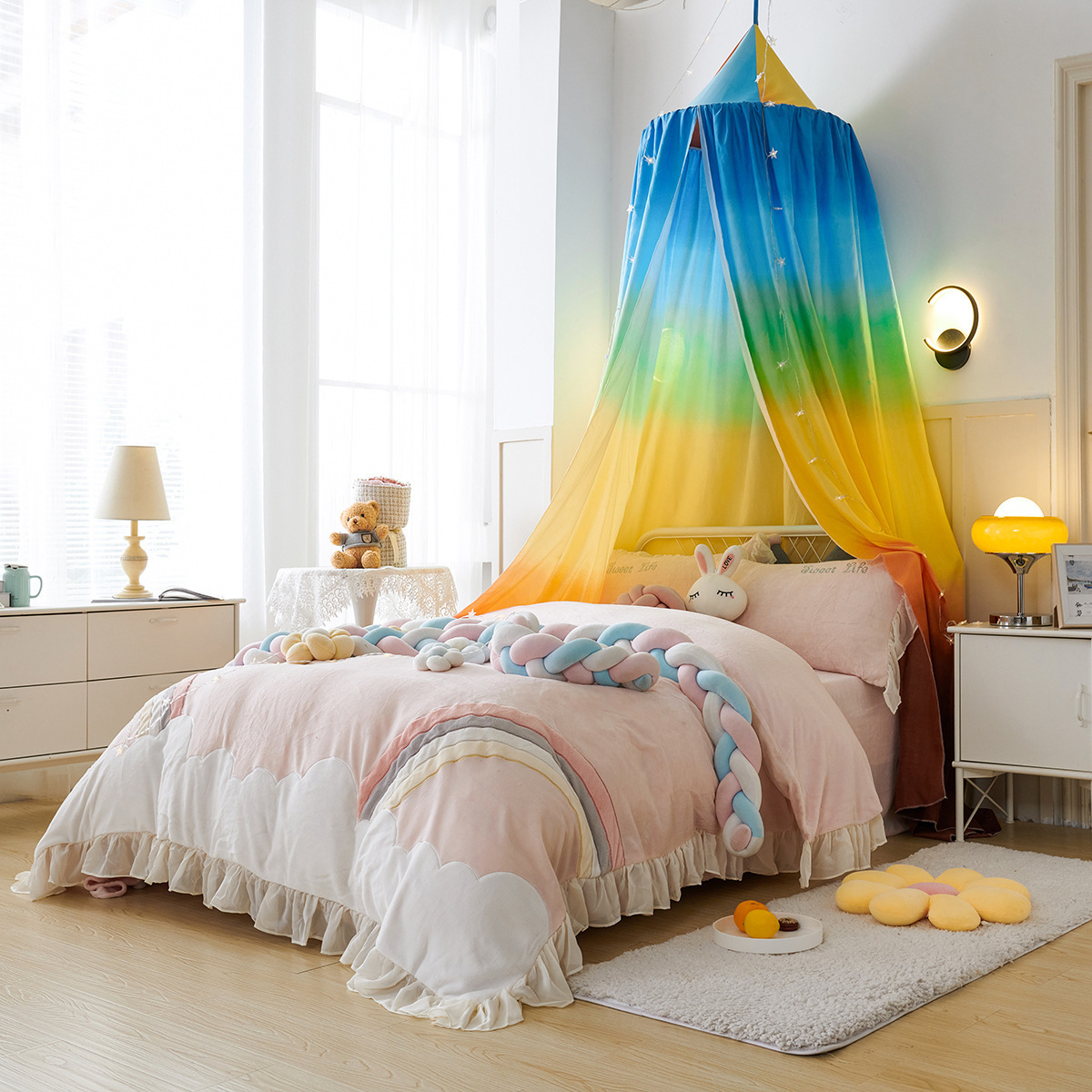 Printed dome crib curtain children's indoor bed decor infant  head blackout mosquito net suspended top bed tent