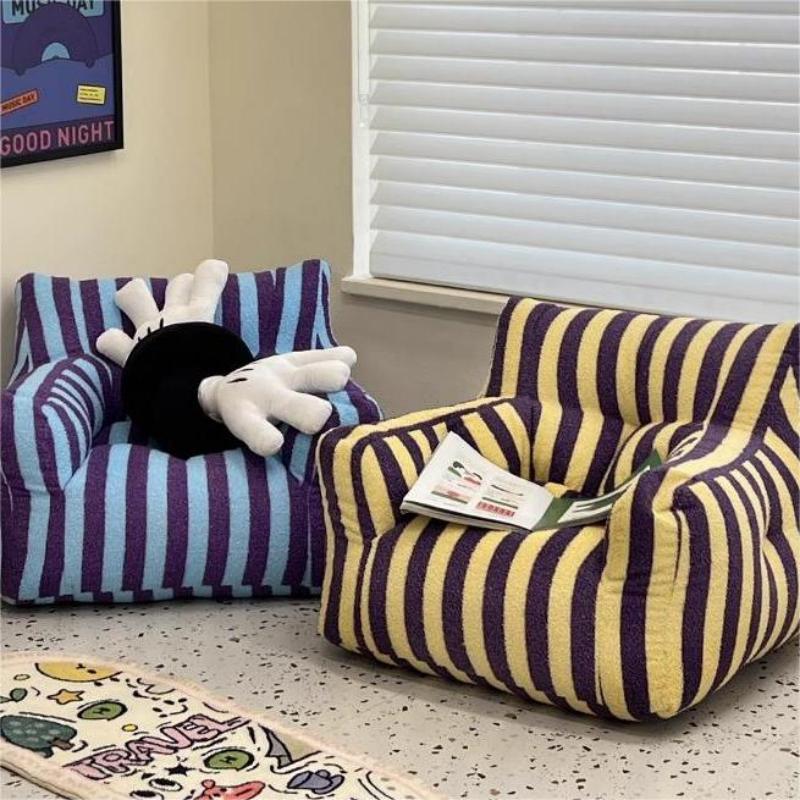 nordic modern comfortable puffy lounge children chair relax baby sofa armchair licing room single Kids soft striped lazy sofa