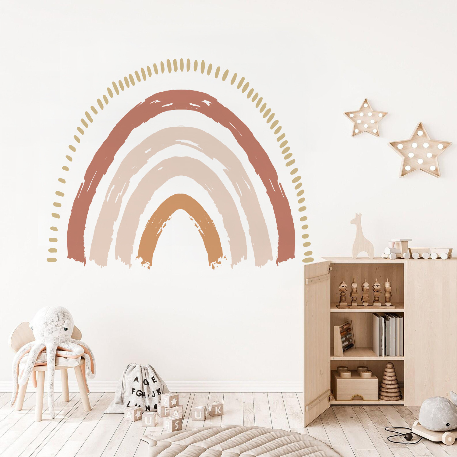 Boho Style Rainbow Heart Shape Wall Stickers for Kids Baby Room Bedroom Decoration Wall Decal