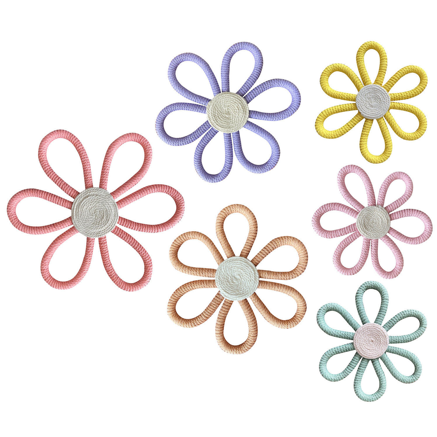 BOHO Wall Flower Decor Handmade Nursery Wall Hanging Daisy Ornaments Flower Kids Room Decor