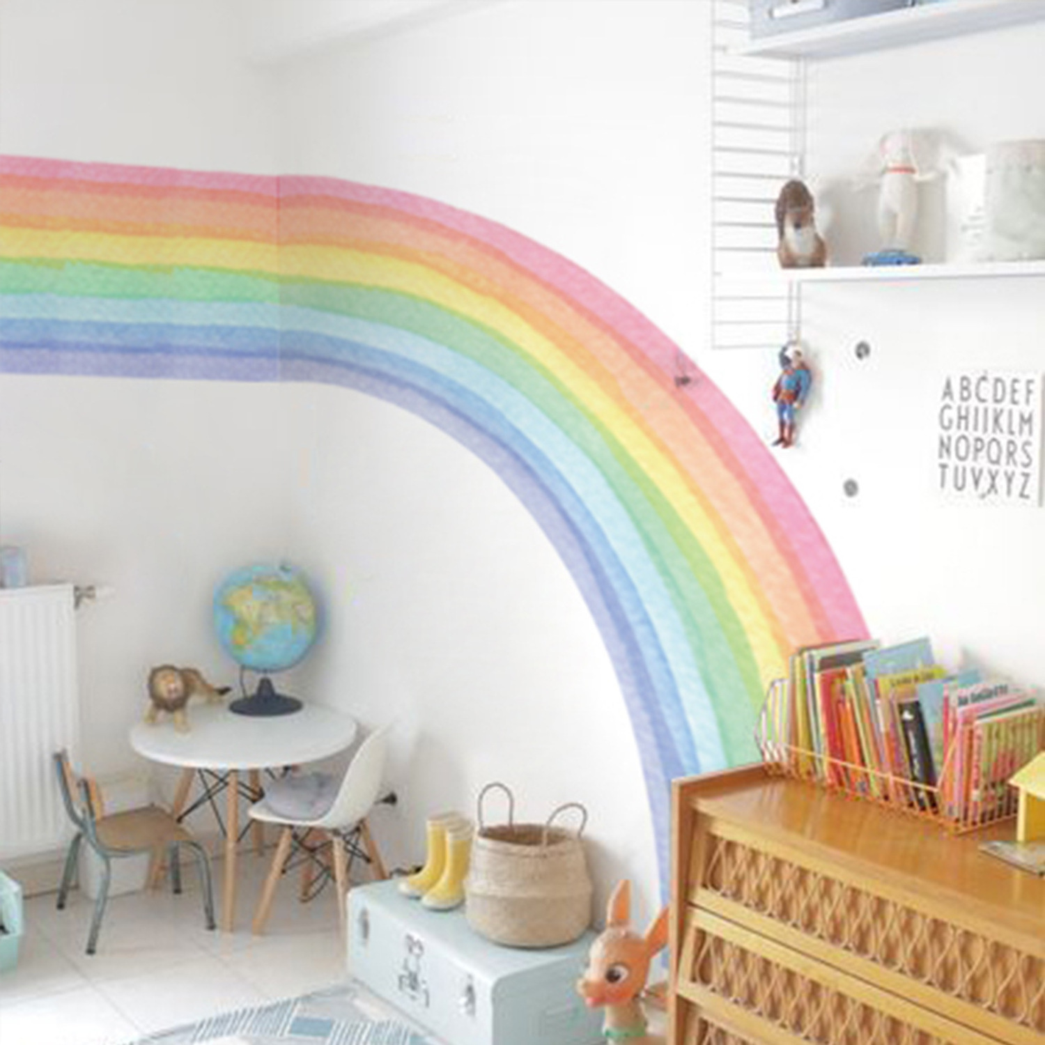 Irregular watercolor pastel rainbow wall mural Peel Stick Fabric Wall Sticker